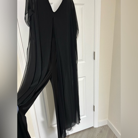 New Studio Ey Fluid black sheer overlay pantsuit Jumpsuit sz medium - Picture 7 of 8